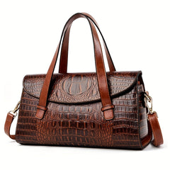 Crocodile Embossed Crossbody Bag Women's Faux Leather Tote Bag