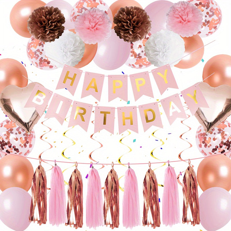 Rose Golden Party Decorations Birthday Party Decor Kit