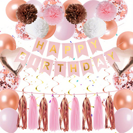 Rose Golden Party Decorations Birthday Party Decor Kit