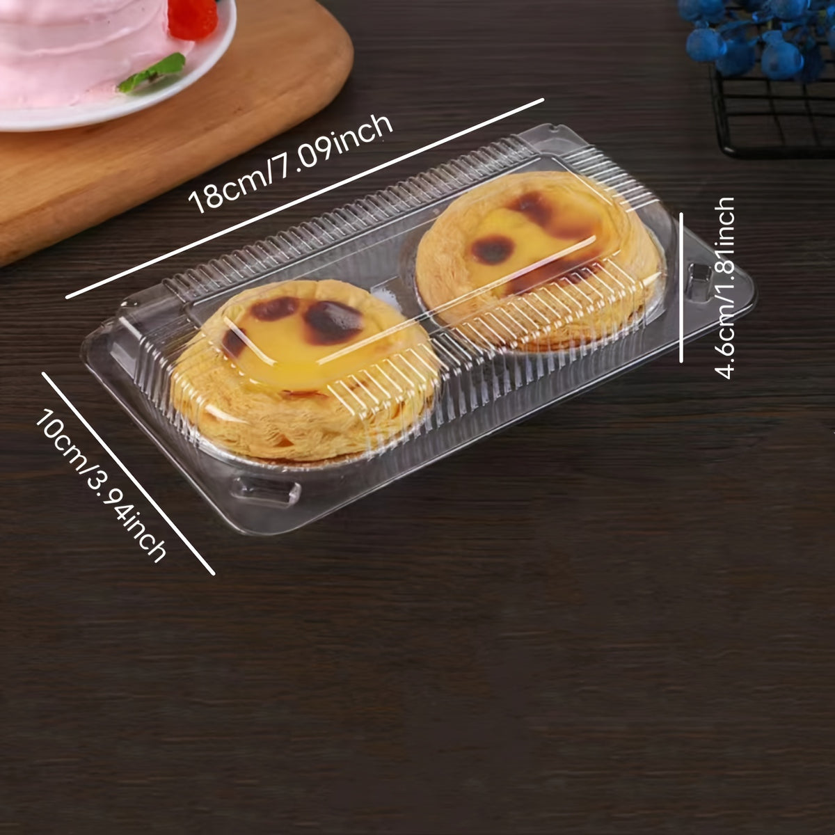 20pcs Transparent Egg Tart Puff Packaging Box Disposable Blister Packaging