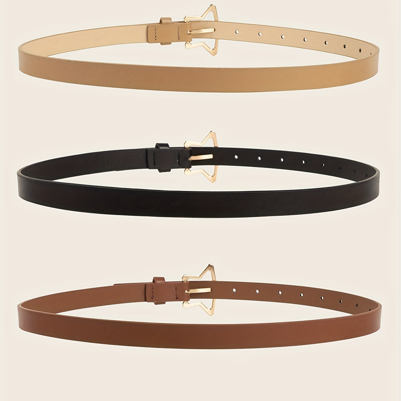 Golden Pentagram Buckle Belt Set PU Leather Waist Belt