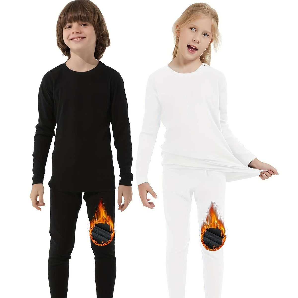 HOPLYNN 2 Packs Warm Outfits Pullover Solid Leggings Boys Girls Sports Kids