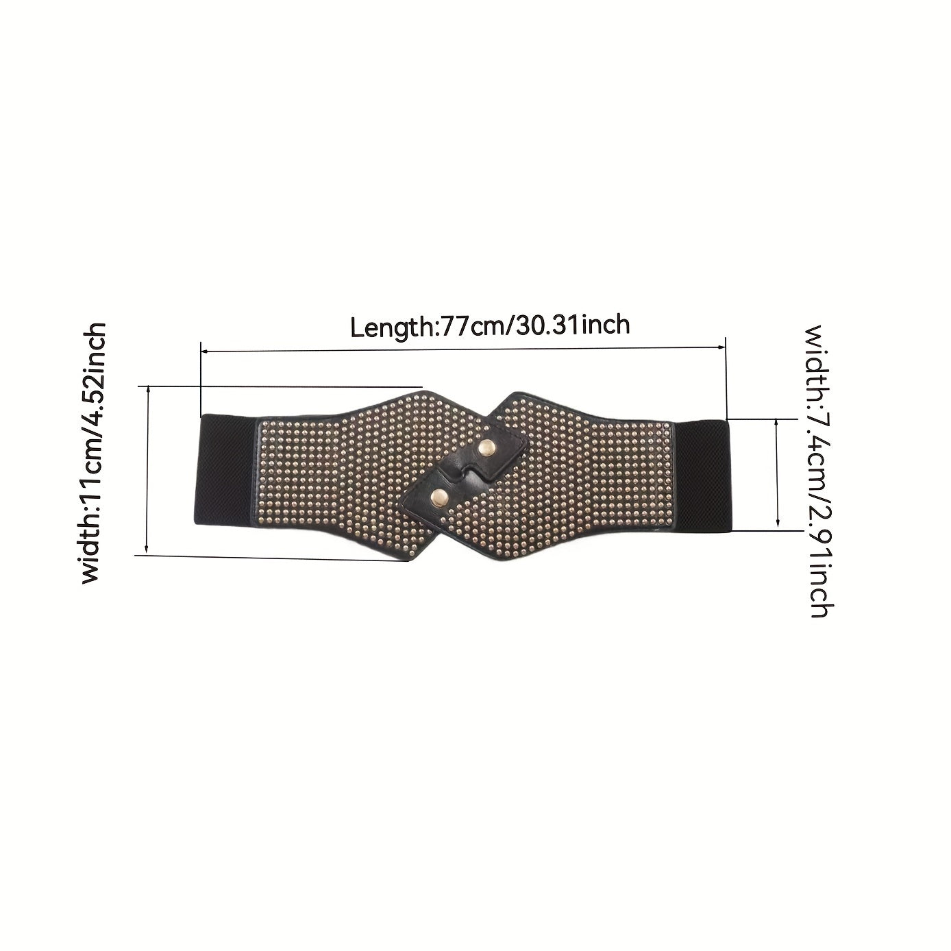 Rivet Decor Cross Belt Elastic PU Leather Wide Belt for Women
