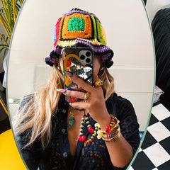 Women's Crochet Bucket Hats Y2K Knitted Cloche Hat
