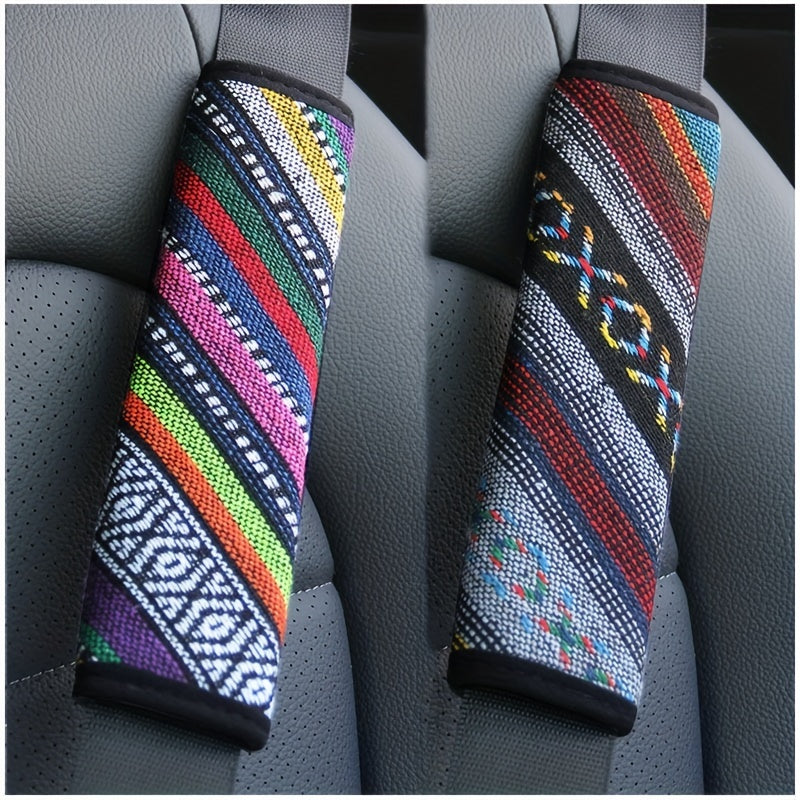 Ethnic Wind Linen Car Seat Belt Shoulder Pad Protective Cover