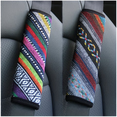 Ethnic Wind Linen Car Seat Belt Shoulder Pad Protective Cover