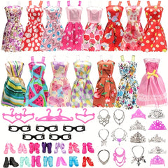 42pcs Doll Clothes Set- Dresses, Shoes, Accessories