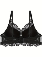 Lace Push Up Bra Breathable Scallop Trim Women's Lingerie