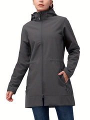 Women's Waterproof Hooded Jacket Fleece Lined Windbreaker