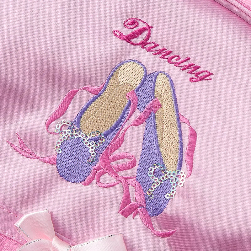 Pink Ballet Bag for Girls with Ruffle Embroidery Backpack