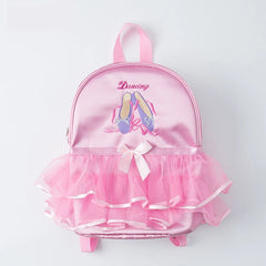 Pink Ballet Bag for Girls with Ruffle Embroidery Backpack