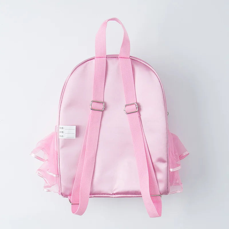 Pink Ballet Bag for Girls with Ruffle Embroidery Backpack
