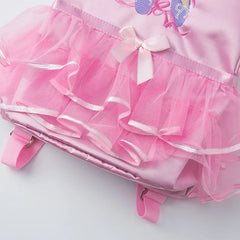 Pink Ballet Bag for Girls with Ruffle Embroidery Backpack