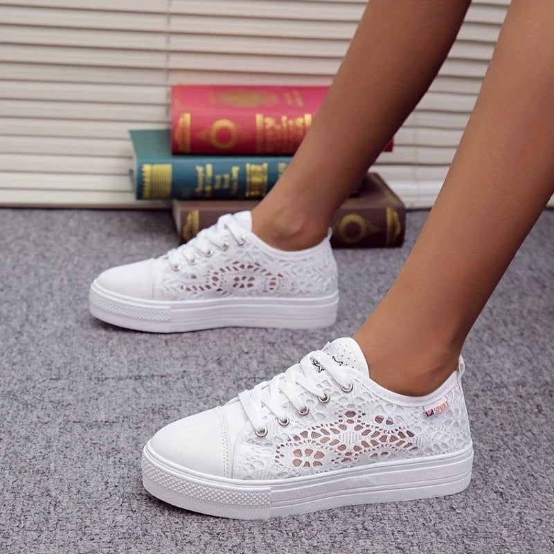Women's Platform Lace Sneakers Low Top Shoes