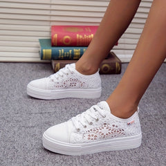 Women's Platform Lace Sneakers Low Top Shoes
