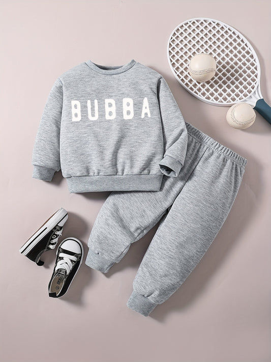 Baby Boy Letter Graphic Sweatshirt Pants Set Kids Clothes