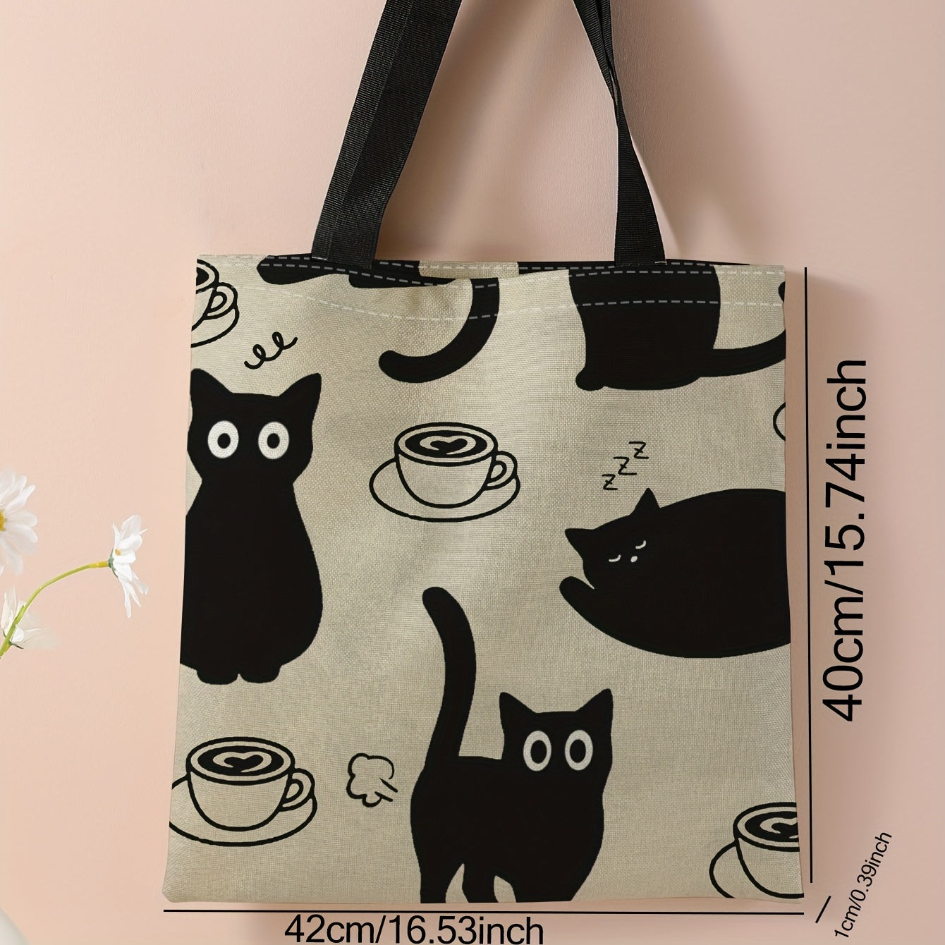 Cartoon Print Tote Bag Canvas Shoulder Handbag