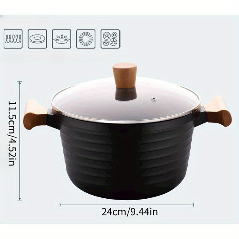 Non Stick Pot With Wooden Handles For Cooking And Frying