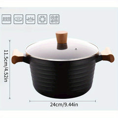 Non Stick Pot With Wooden Handles For Cooking And Frying