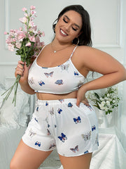  Butterfly Print Cami Top & Shorts Set