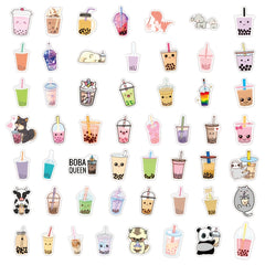100 Pcs Pearl Milk Tea Graffiti Stickers Waterproof