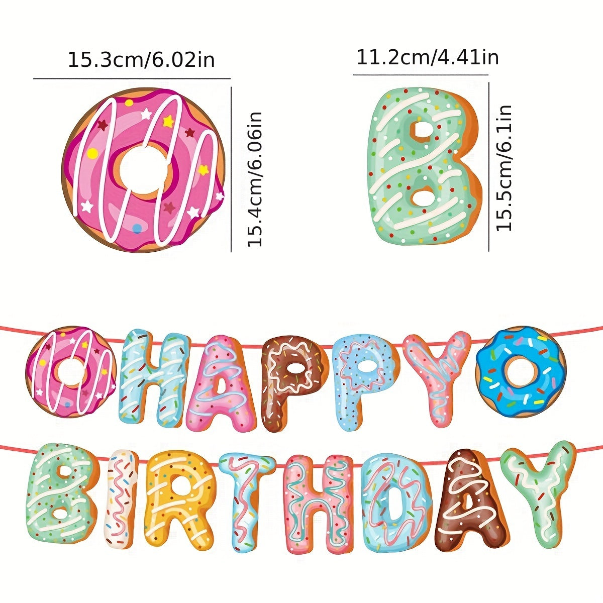 32pc Donut Birthday Party Set Pull Flag Cake Insert Balloon Supplies