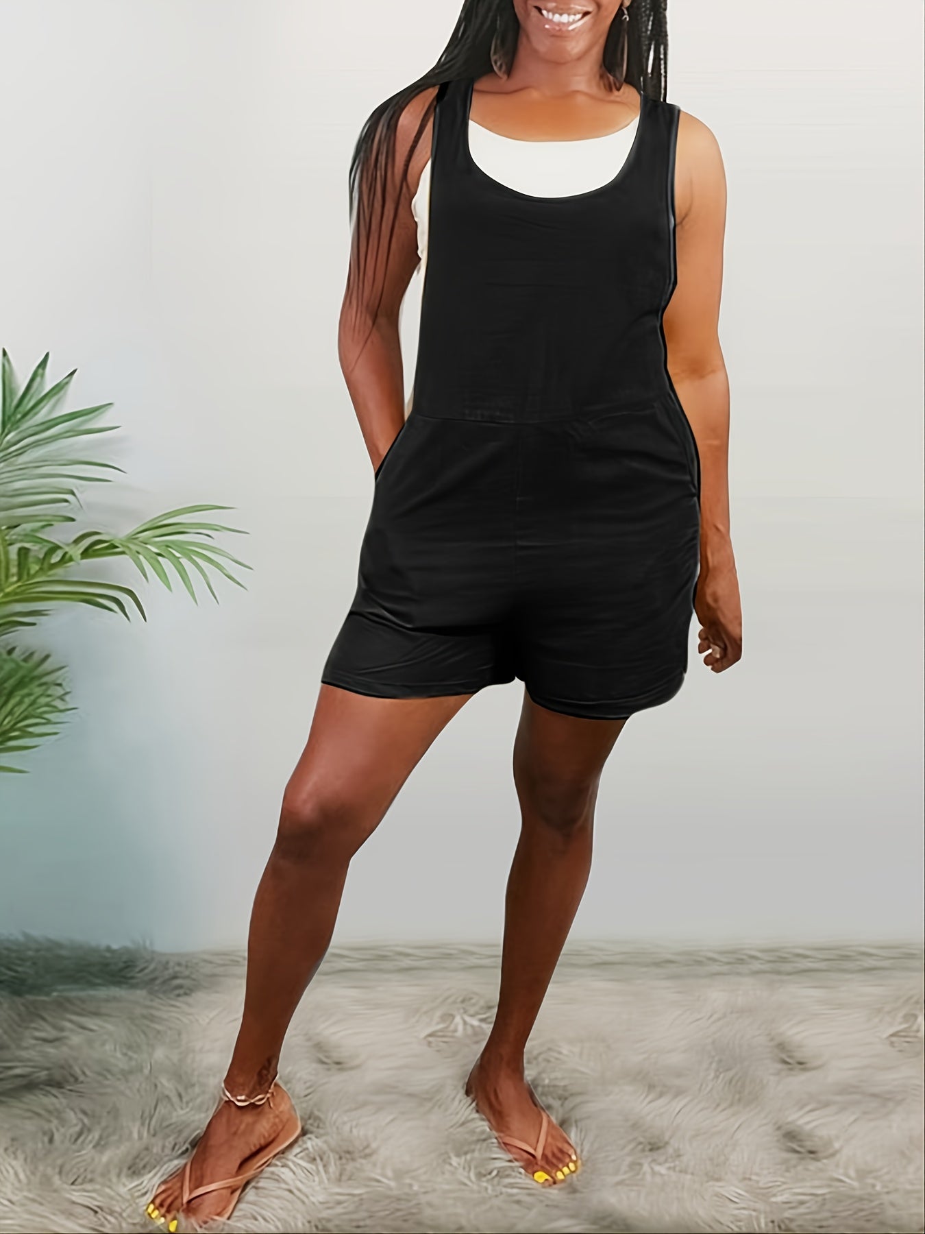 Casual High Waist Sleeveless Pocket Jumpsuit