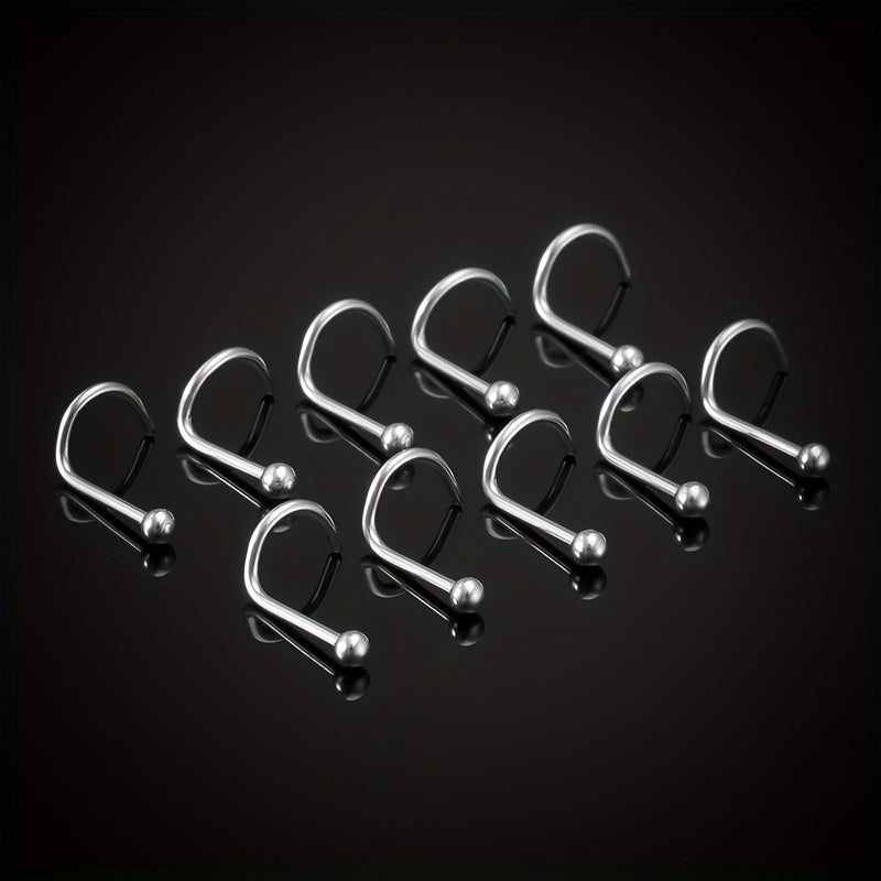 50Pcs Stainless Steel Nose Studs Ring Set Body Piercing Jewelry