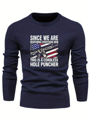 Flag Print Men's Casual Warm Crew Neck Pullover Sweater