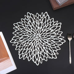 Metallic Round Flowers Shape Placemat Home Insulation Tea Coaster Plate Mat