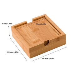 Bamboo Coasters Set with Storage Box, Heat Insulation Mat, 4pcs Coaster