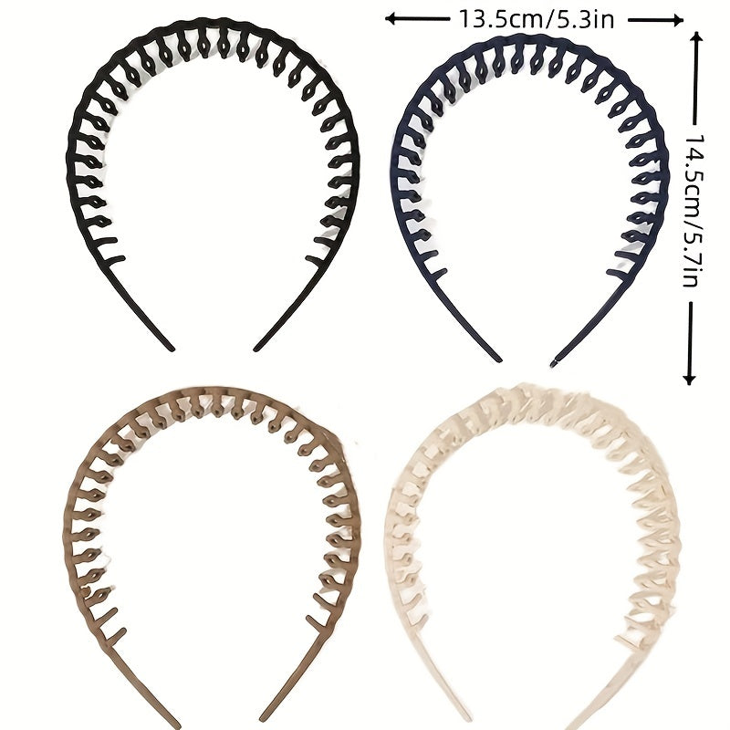 4pcs Tooth Headband Wavy Head Hoop Solid Headdress Hair Accessories For Women
