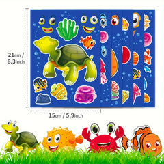 6pcs Marine Life Puzzle Stickers Face Changing DIY Stickers