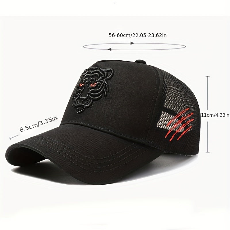 Tiger Embroidery Baseball Cap with Extended Brim