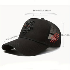 Tiger Embroidery Baseball Cap with Extended Brim