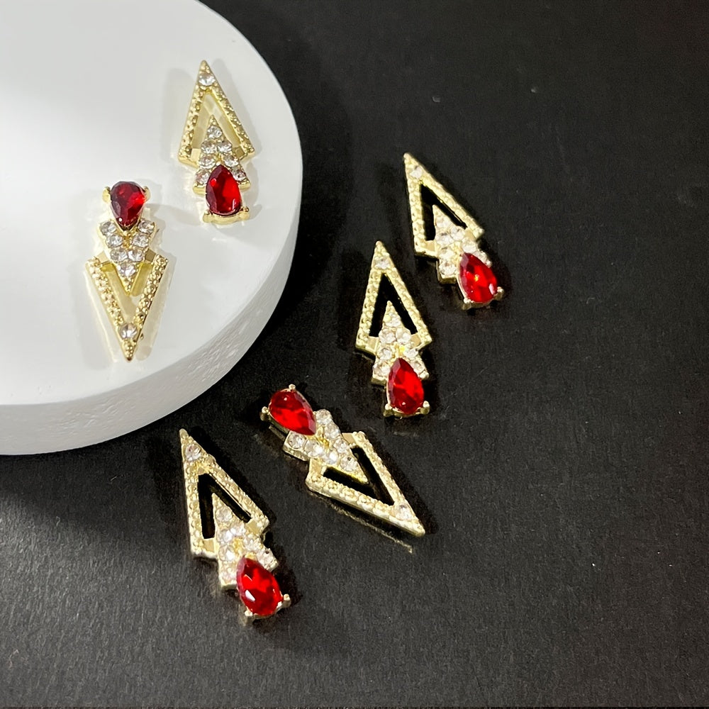 Triangle Nail Charms Rhinestones Alloy Nail Gem Accessories