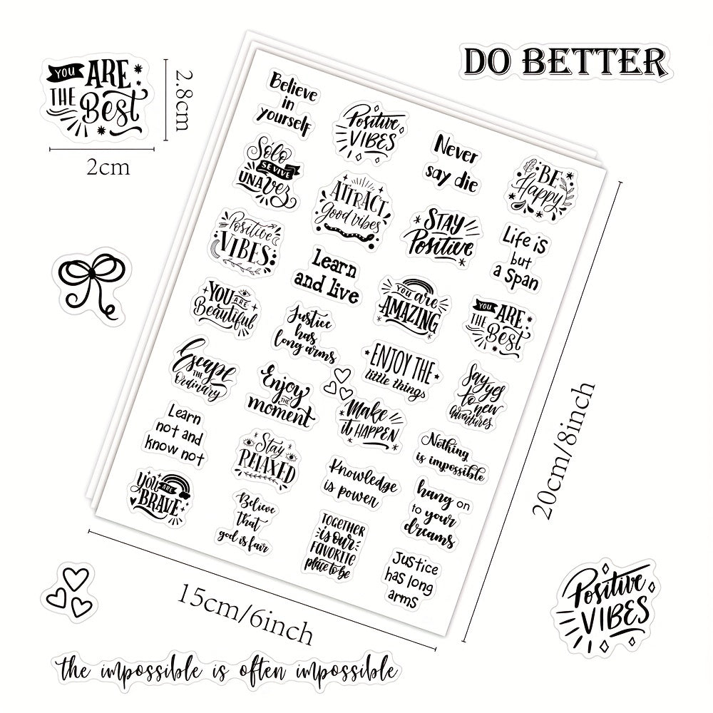 Transparent Handwritten Quote Stickers x 4 Sheets