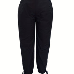Solid Side Knot High Rise Button Fly Pants