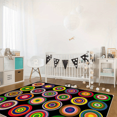 Colorful Circle Classroom Carpets - Abstract Children's Seating Rug