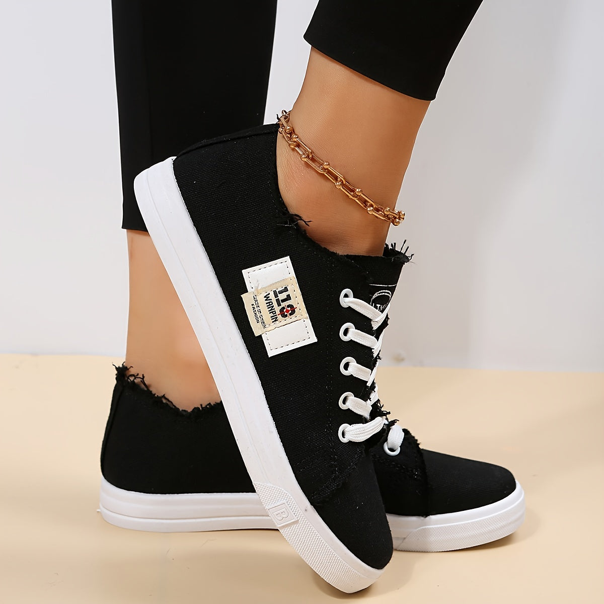 Women's Canvas Lace Up Outdoor Shoes Lightweight Sneakers