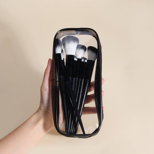 Clear PVC Makeup Pouch with Zipper for Brushes & Cosmetics