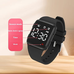 Square Digital Watch Alarm Stopwatch Timer Date Display LED Unisex
