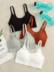 4pcs Wireless Ribbed Bras Breathable Running Workout Lingerie