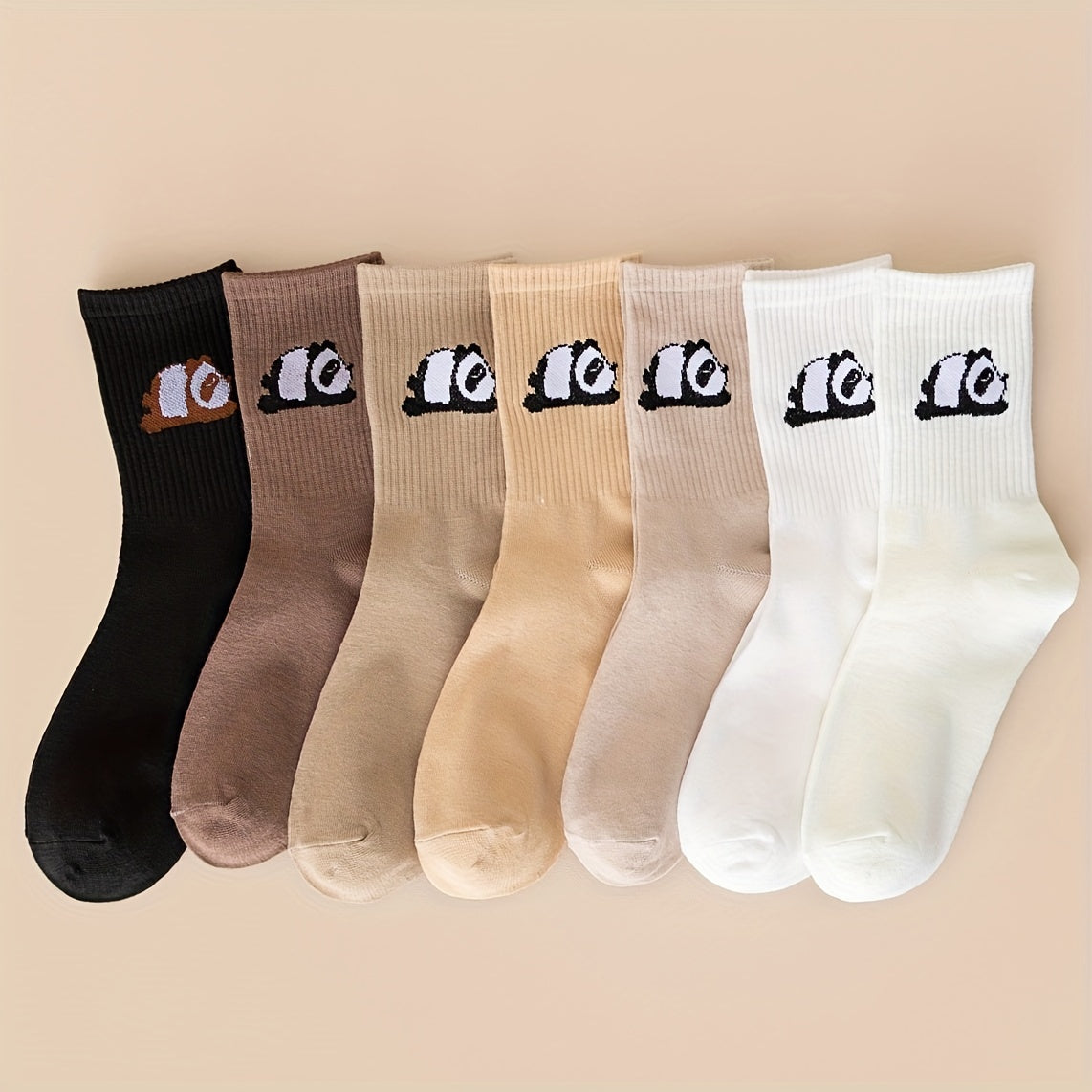 7 Pairs Panda Print Socks Breathable All Match Stockings