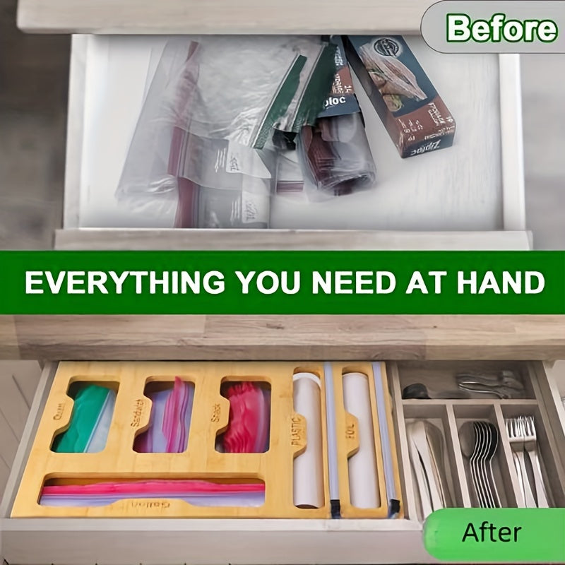 1pc Bamboo Storage Box 6 in 1 Kitchen Drawer Organizer