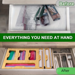 1pc Bamboo Storage Box 6 in 1 Kitchen Drawer Organizer