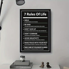 7 Rules of Life Canvas Poster - Motivational Quote for Inspiration