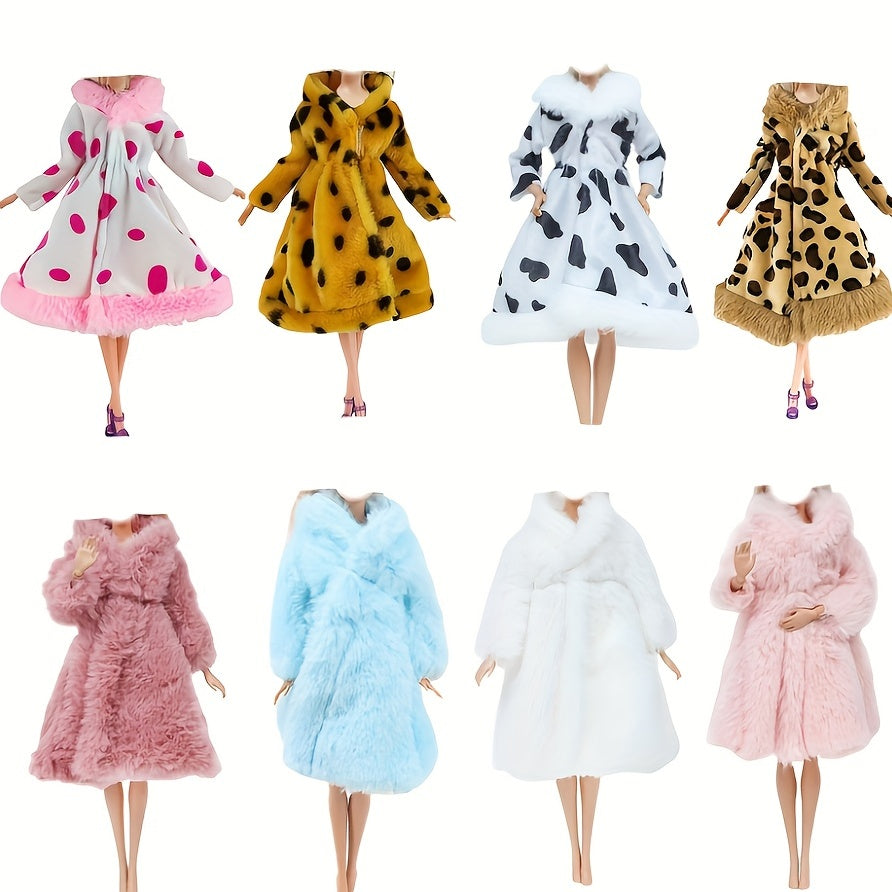 Multicolor Long Sleeve Jacket Fur Coat Winter Set for Dolls