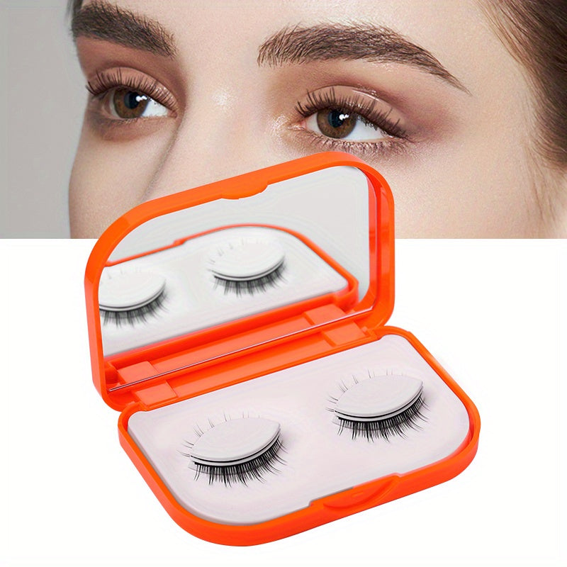 2 Pairs Self Adhesive Natural Volume Faux Mink Lashes with Box and Mirror