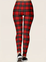  Plaid Print Stretch Skinny Leggings